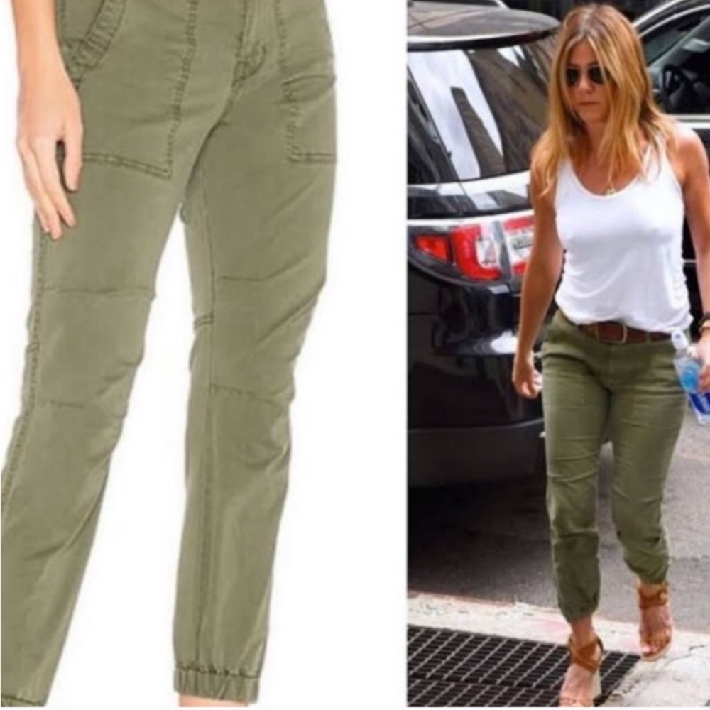 Anthropologie Olive Green Ankle Zip Joggers